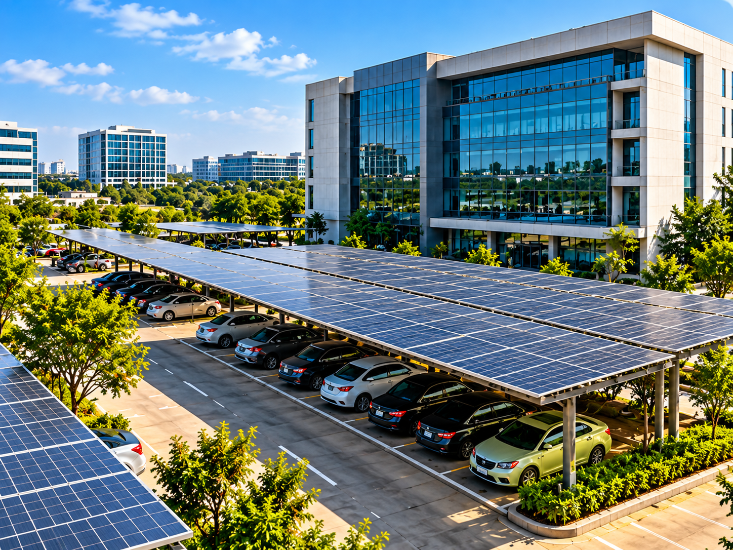 Solar panels on a commercial building